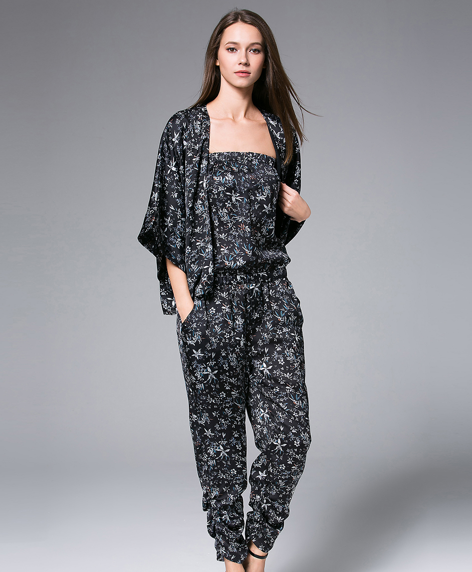 Coats - Black florals Printed Kimono